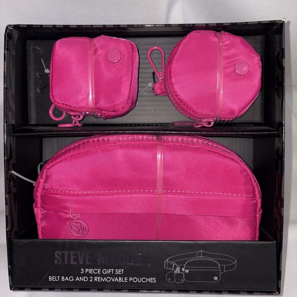 Steve Madden 3-Pc Gift Set Belt Bag + 2 Removable Pouches Coin Purse Earbud Case